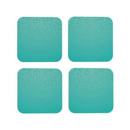 

Lukts Turquoise Glitter Print Leather Drinks Coasters Set of 4 Suitable or Drinks Furniture Protection and Easy Clean up-Square