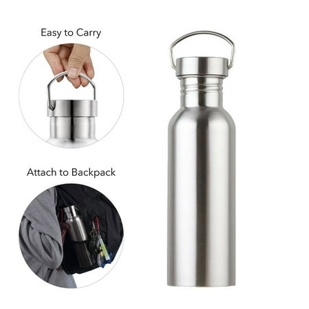

Stainless Steel Water Bottle with Strap Single Walled Vacuum Insulated Sports Metal Flask Easy to carry 500ML