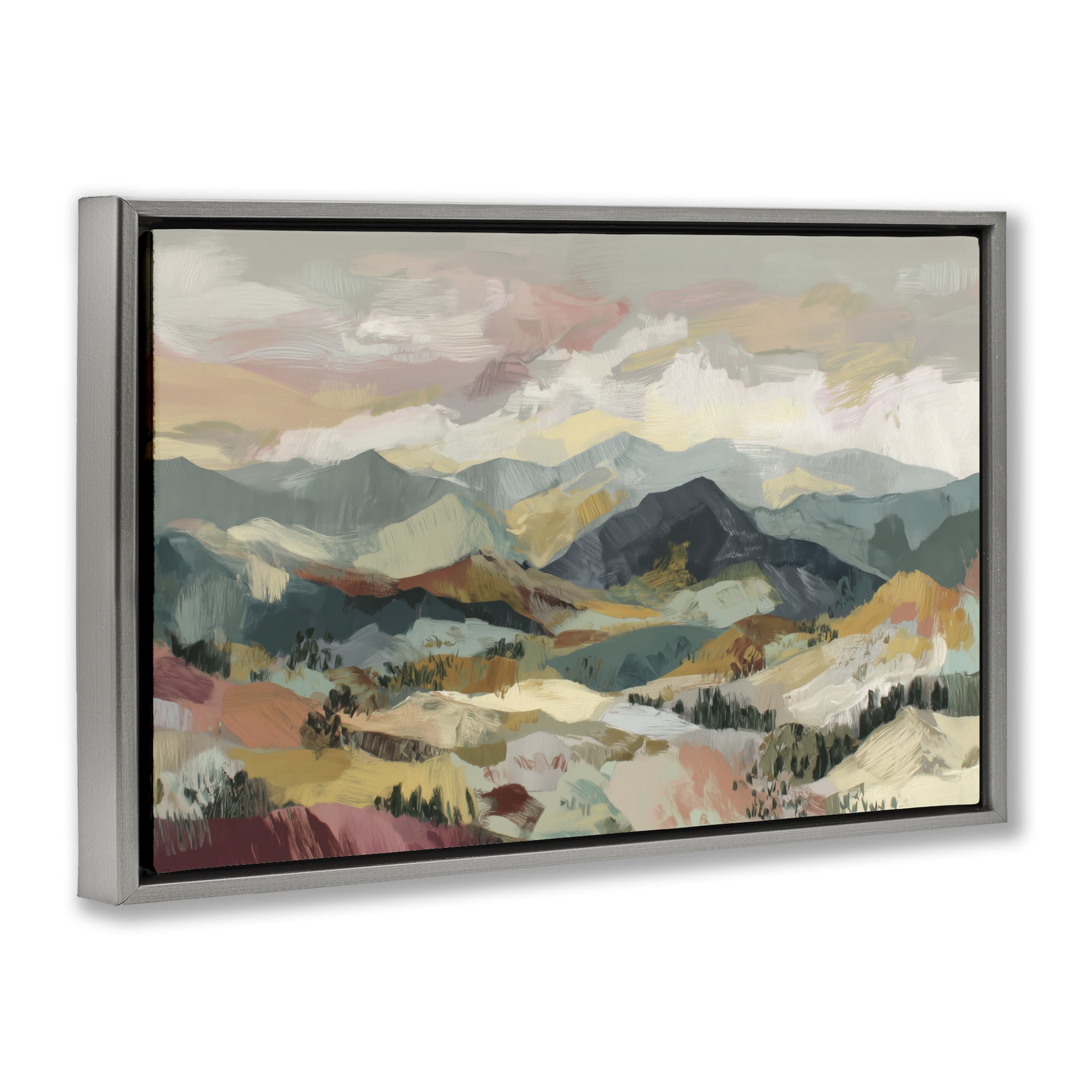 Stupell Industries Mountain Valley Vista Gray Framed Floater Canvas Wall Art, design by Chromatic Storm Studio