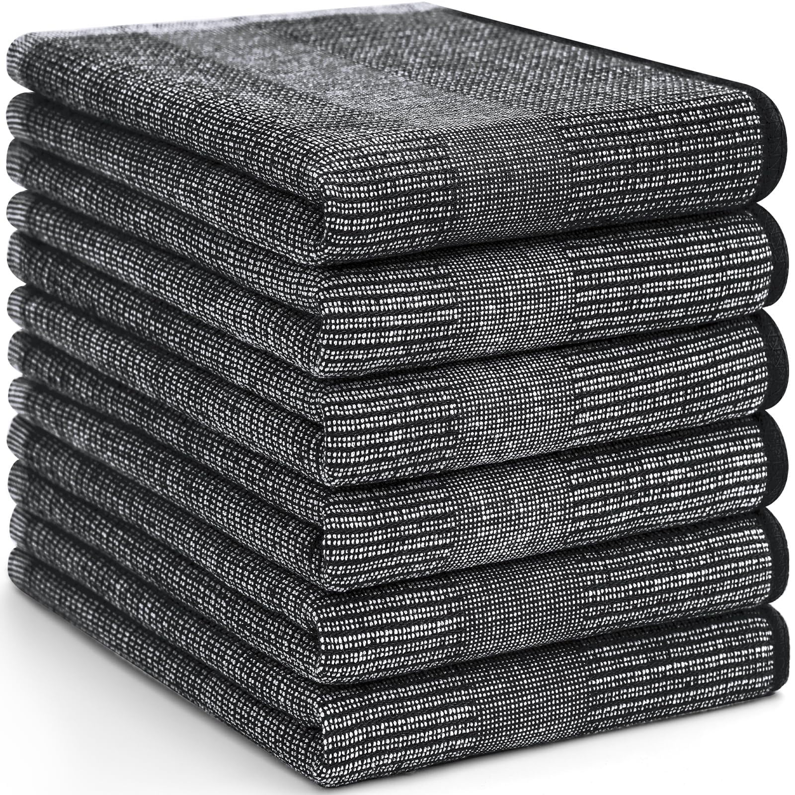 decorUhome Premium Kitchen Towels(18"x 28", 6 Pack), Large Cotton Kitchen Hand Towels, Black