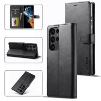 for Samsung Galaxy S24 Ultra Flip Wallet Case, Classic Card Slots Kickstand Strong Magnetic Premium PU Leather Drop Protective Shockproof Phone Case for Samsung Galaxy S24 Ultra, Black