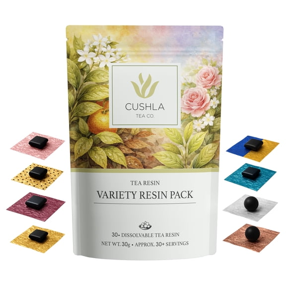 Pu-erh Tea Resin Variety Pack - Ripe Shu & Raw Sheng Puer from Yunnan | Instant Pu'er Tea | 30 Individually Wrapped Pieces