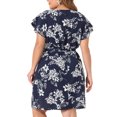 thumbnail image 4 of DARING DIVA Plus Floral Tie Waist Layered Sleeve Casual Dress 4X Navy Blue, 4 of 6