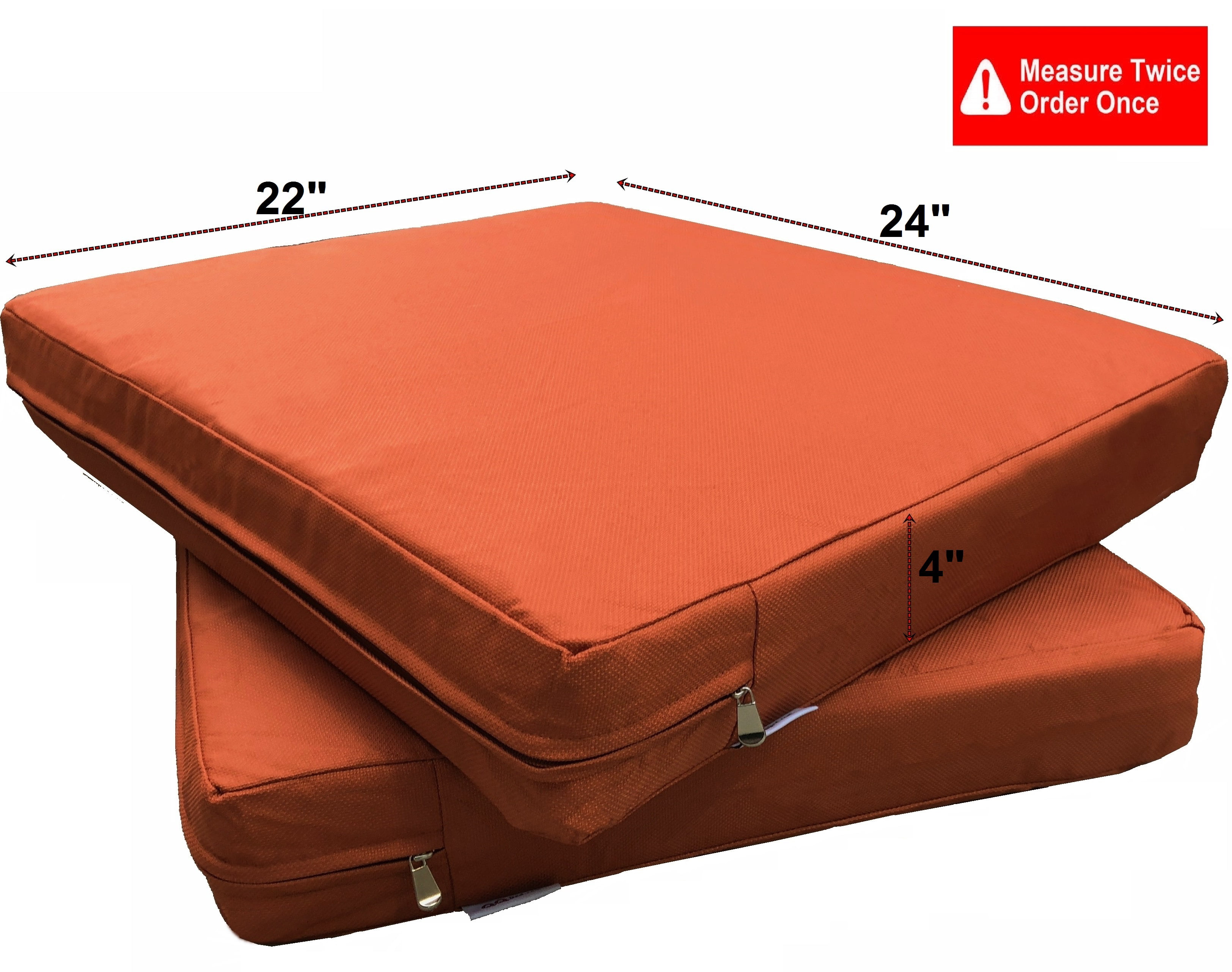 2 Pack 24"x22"x4" Navy Outdoor Deep Seat Memory Foam Waterproof Patio Cushion 