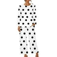 thumbnail image 2 of Lindreshi Womens Pajama Sets 2pc Women's Printing Round Neck Long Sleeve Sleepshirt and Pants Sets Loungewear Pajamas with Pockets, 2 of 5