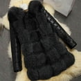 thumbnail image 3 of Wdfiry Overcoats For Women Long Sleeve Ladies Warm Faux Fur Coat Jacket Winter V-Neck Solid Long Outerwear, 3 of 6
