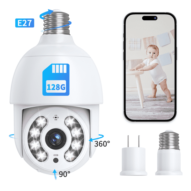 TOPVISION 2MP Security Camera Wireless Wifi, 360° Light Bulb Cameras