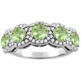 thumbnail image 1 of 14K White Gold Natural Peridot 5-Stone Ring Round 4mm, size 7, 1 of 2