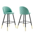 thumbnail image 2 of Modway Cordial Performance Velvet Bar Stools - Set of 2 in Mint, 2 of 10