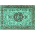 thumbnail image 1 of Ahgly Company Indoor Rectangle Medallion Turquoise Blue Traditional Area Rugs, 2' x 5', 1 of 4