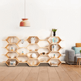thumbnail image 6 of BALANBO Honeycomb Wall Mounted Floating Shelves Set of 9, Hexagon Modular Wooden Storage Shelf for Living Room, Display Rack for Decor, Natural, 6 of 11