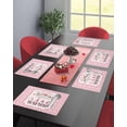 thumbnail image 4 of Valentines Placemats Gnomes with Love Valentines Day Place Mats for Dining Room Rose Floral Pink Buffalo Check Plaid Washable Table Mats for Kitchen Dining Decorations Set of 6, 4 of 5