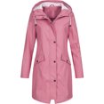 thumbnail image 1 of Jackets Women Solid Rain Jacket Outdoor Plus Size Waterproof Hooded Raincoat Windproof Womens Spring Jacket on Clearance, 1 of 3