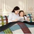 thumbnail image 4 of Manfei Modern Plaid Full Size Comforter Sets,Contemporary Checkered Bedding Comforter Set,Beige Red Blue,Black Reversible,3 Pieces,1 Comforter and 2 Pillowcases,3 Pieces,1 Comforter and 2 Pillowcases, 4 of 7