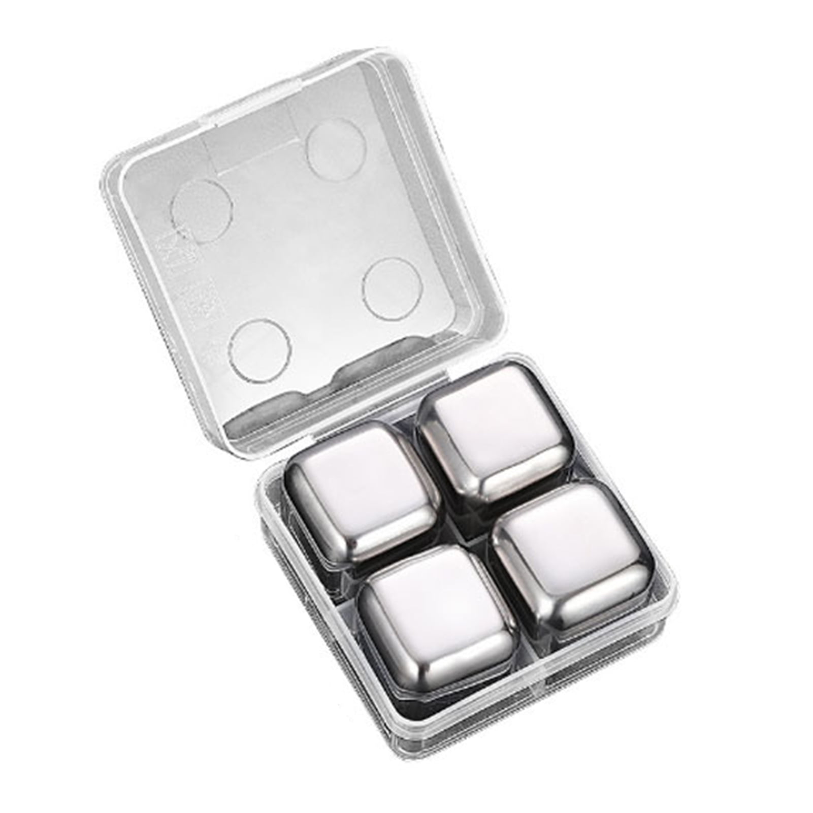 Frogued 4Pcs Ice Cubes Food Grade High Durability Stainless Steel  Frozen-Ice Rocks Ball Whiskey Beer Chiller Cooler Bar Accessories (4pcs)