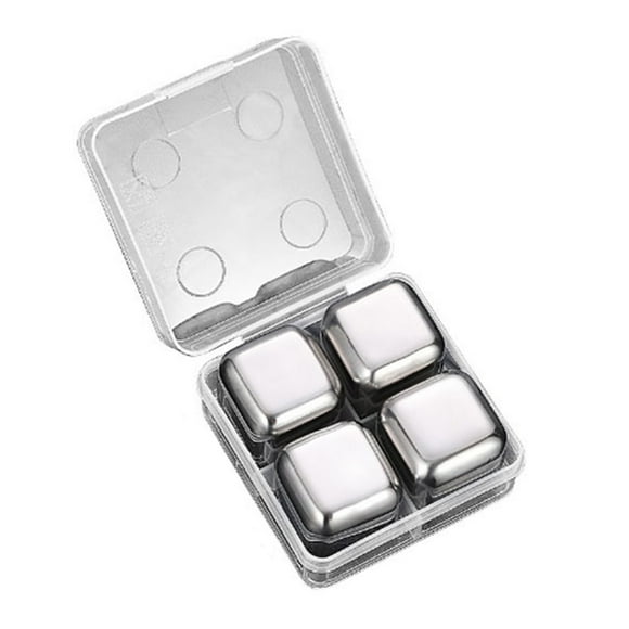 HomeLife 4Pcs Ice Cubes Food Grade High Durability Stainless Steel Frozen-Ice Rocks Ball Whiskey Beer Chiller Cooler Bar Accessories
