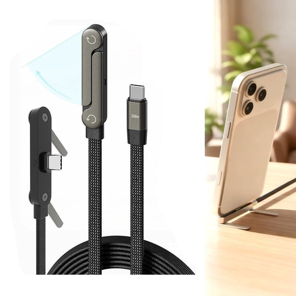 Zayman 5FT 240W Braided Fast Charging Cord USB C Charger Cable Invisible Phone Stand