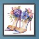 thumbnail image 1 of Pintura de diamante 5D DIY taladro redondo completo Kit de tacones altos de flores decoración del hogar 30x30cm, 1 of 9