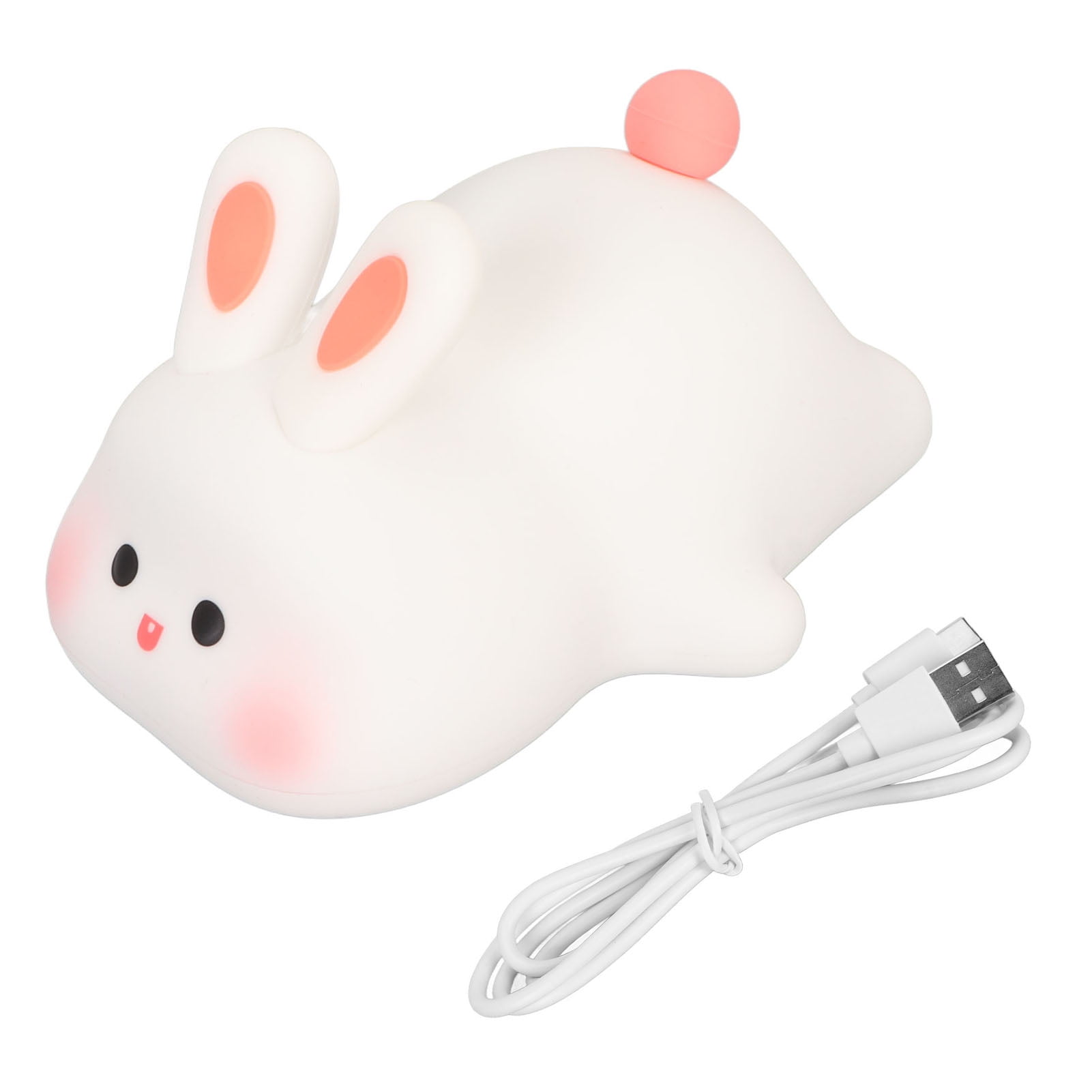 Yajisi Kawaii Bunny Night Light Soft Silicone Portable Bedside Lamp USB Rechargeable Nursery Nightlight For Baby Toddler Kids Bedroom Decor Cute Gift 5.6 Inches / 14.3 cm