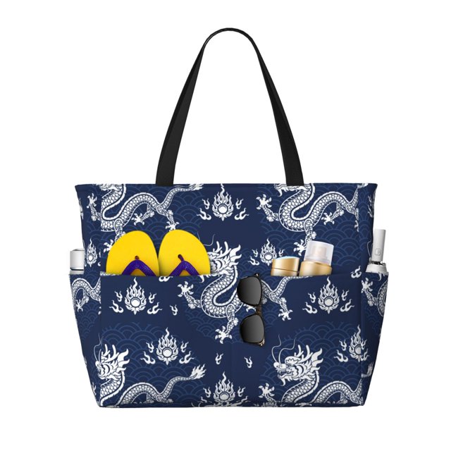 Easygdp Dragon Bolsa de Viaje de Playa de Gran Capacidad, Bolsa Tote Perfecta para la Playa, Escapadas de Fin de Semana y Viajes