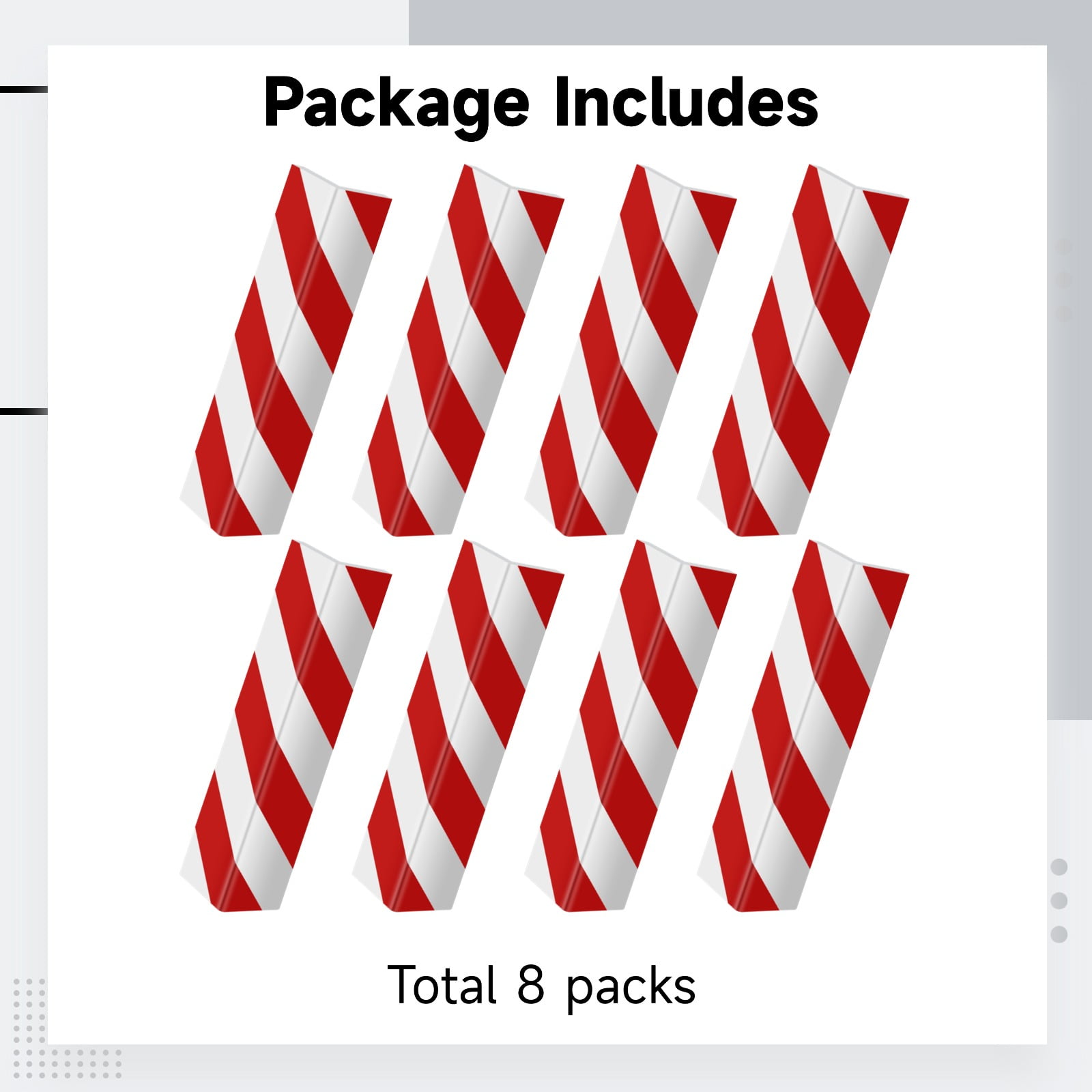 Garage Wall Protectors 8 Pcs, Wall Corner Guards, Strong Self-Adhesive Reflective Door Bumper Guards, Red & White, 15.7" x 5.9" x 0.8"