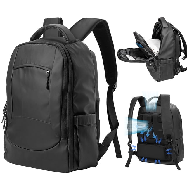 Lixada Lixada USB Cooling Backpack with Adjustable 3-Speed Fan, Breathable Design for Travel & Business, Black