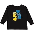 thumbnail image 3 of Inktastic Down Syndrome Awareness with Handprints and Hearts Blue and Yellow Boys or Girls Long Sleeve Toddler T-Shirt, 3 of 5