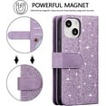 thumbnail image 4 of Wallet Phone Case for iPhone 15 Plus, Retro Matte 9 Card Holder Slots Zipper Pocket Handbag Case Premium PU Leather Magnetic Closure Kickstand with Wrist Strap Flip Folio Purse Case - Purple, 4 of 18