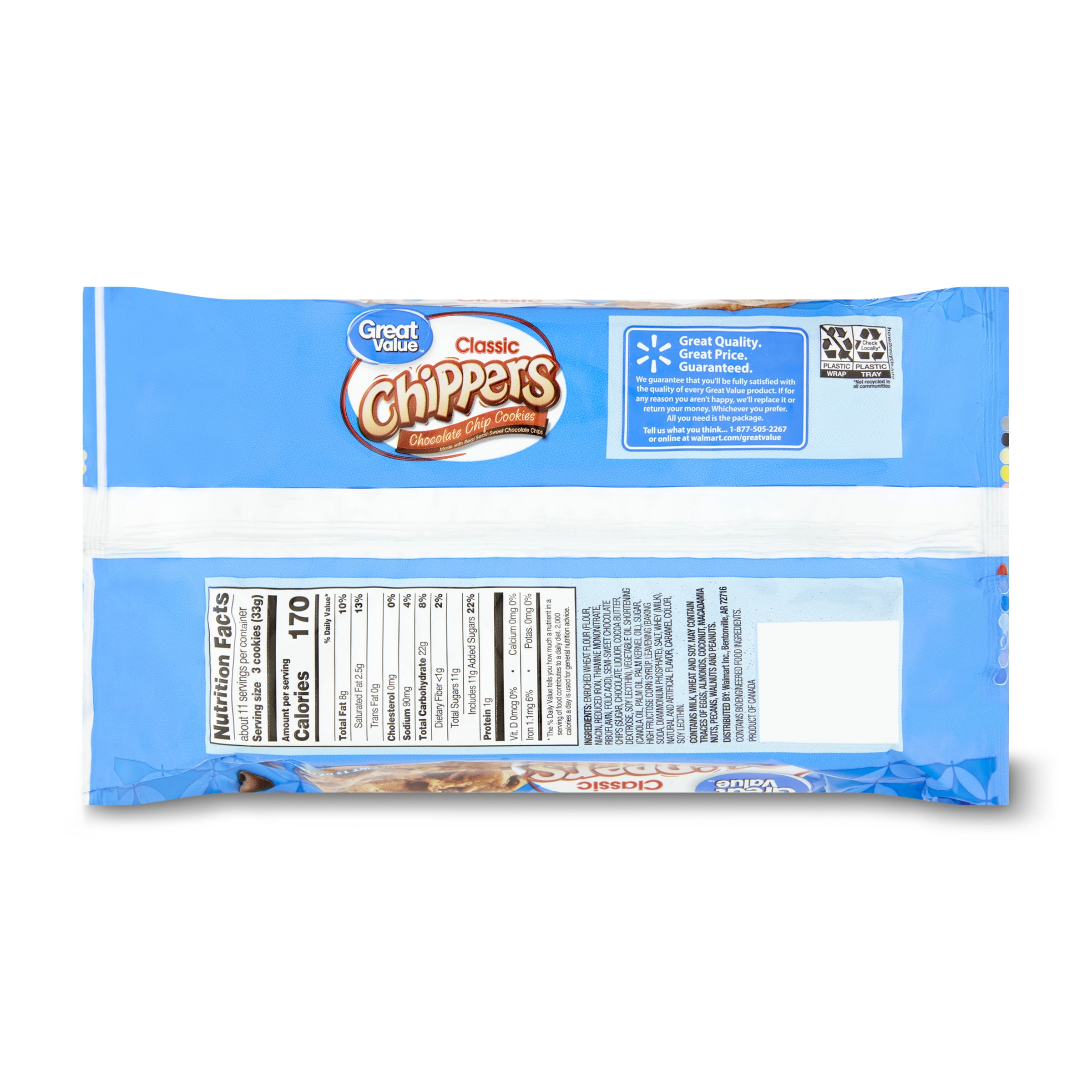Great Value Classic Chippers Chocolate Chip Cookies, 13 oz