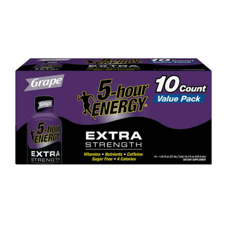 5-Hour Energy Extra Strength Energy Shot, Grape, 1.93 Fl Oz, 10 (Top Ten Best Energy Drinks)