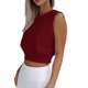 thumbnail image 1 of Minnieouse Top corto sin mangas para mujer, jersey deportivo para correr, camiseta de entrenamiento, ropa de moda de verano de cintura alta para Prendas para la parte del cuerpo Vino rojo XL, 1 of 5