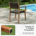 thumbnail image 6 of Alpha Joy Wicker Rattan Outdoor Patio Dining Chairs with Acacia Wood Structure - Set of 2, Dark Brown, 6 of 7