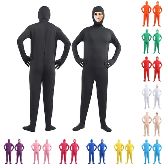 Wxolcjlv Skin Tone Full Body Zentai Jumpsuit for Men Halloween Head Cover Stretch Party Bodysuit