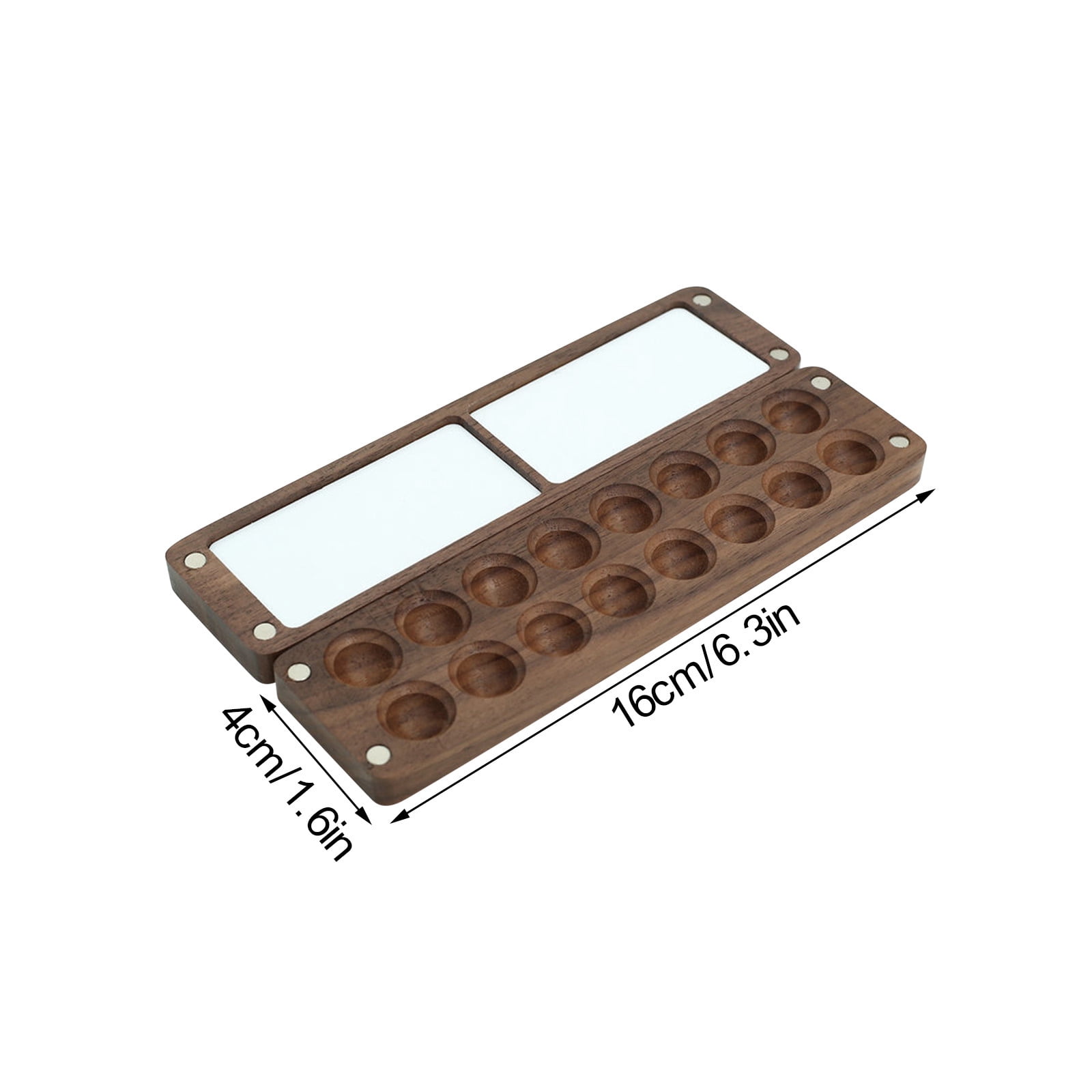Fufafayo 4Pcs Portable Walnut Watercolor Palette, Wooden Travel Art Box, Children'sWatercolor Color Mixing Box, Artist Pigment Organizer for Painting Sketching Outdoor
