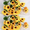 thumbnail image 3 of Happy Date Artificial Sunflower 3/6 Bouquet Artificial Flowers Fake Sunflowers Floral Decor Bouquet Home Hotel Office Wedding Party Garden Craft Art Decor 13 inch No Vase, 3 of 9