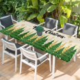 thumbnail image 2 of Green Christmas Table Cloths for 8 Foot Rectangle Tables, Xmas Tree Snowflake Stars Winter Rustic Patio Waterproof Elastic Fitted Tablecloths, Washable Rectangular Table Cover for Camping, 2 of 8