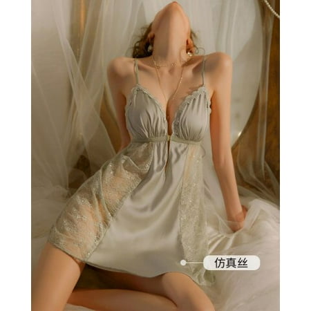 

PIKADINGNIS New Sleepwear Women Set Sexy Robe Night Dress Through Backless Camisole Lace Pajamas Nightgown Lingerie Sets Sleep Tops Summer