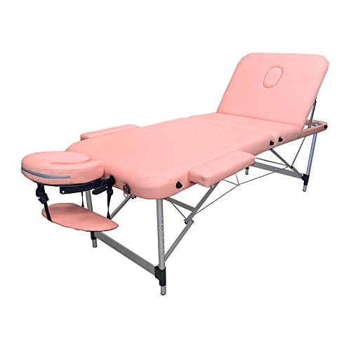 Angel Canada 3-Section Aluminum 84 Inch Portable Massage Table Facial SPA Bed Tattoo with Carry Case, Face Cradle and Arm Rests, Home Therapist (Sakura Pink)