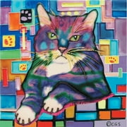 En Vogue B-203 Napperf Cat - Decorative Ceramic Art Tile - 8 in. x 8 in.
