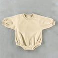 thumbnail image 6 of Kezqiaxn Newborn Onesies Crew Neck Long Sleeve Bodysuit Solid Color Cotton Rompers Fall Winter Baby Clothes 0-24Months, 6 of 7