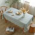 thumbnail image 2 of Enova Home  High Quality Rectangle Cotton Linen Washable Tablecloth Stripe with Tassel for Home Party Wedding Dining Table Light Blue - 55" x 78", 2 of 5