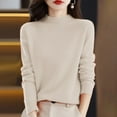 thumbnail image 2 of MSJUHEG Womens Long Sleeve Tops Turtleneck Sweater Women Polyester Turtleneck Pullover Style Long Sleeves Lightweight Women'S Sweaters Beige L, 2 of 5