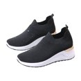 thumbnail image 2 of hopeusnice Clearance Women's Slip On Sneakers Breathable Mesh Knit Walking Shoes Comfortable Lightweight Running Shoes Wedge Platform Sneakers Black 38, 2 of 6