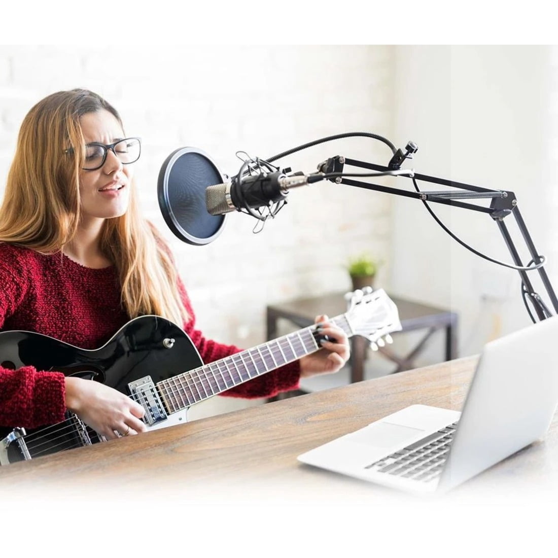Pyle Adjustable Compact Microphone Boom Stand, Durable Steel for Broadcasting and Studio Use