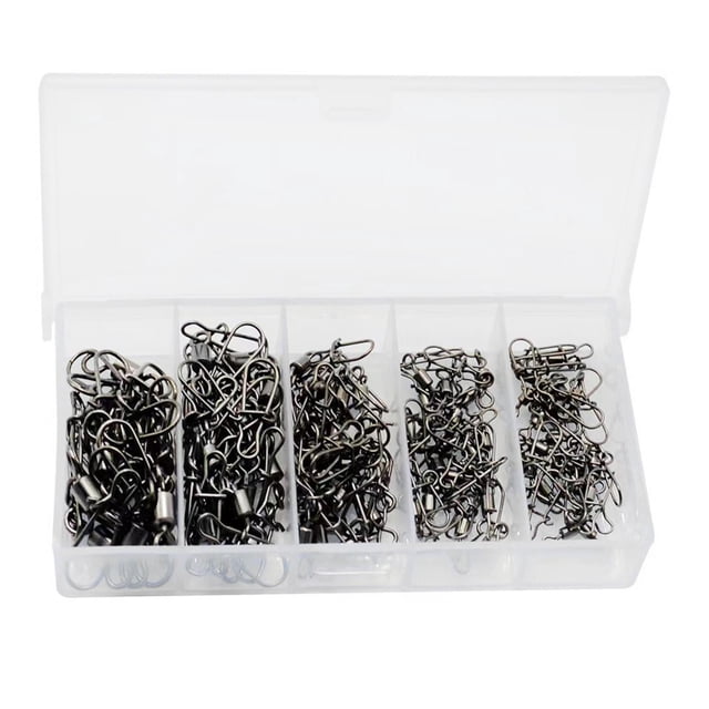50 piezas de eslabones giratorios de pesca, eslabones giratorios de hierro mejorados, accesorios de cambio rápido, aparejos, barril, conector de pesca Negro
