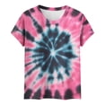 thumbnail image 5 of Mifsaly Tie-Dye Cotton T-Shirt for Women Short Sleeve Crew Neck Casual Summer Tops Colorful Print Lightweight Breathable Casual Blouse XXXL, 5 of 6