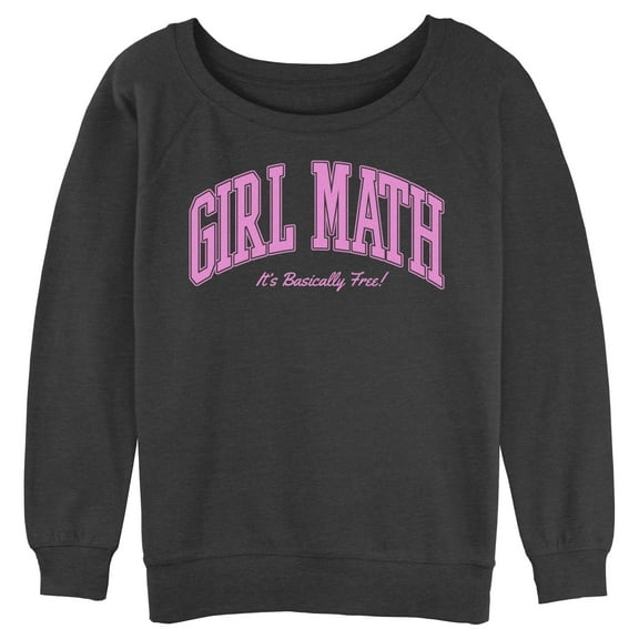 Junior's Lost Gods Girl Math It's Basically Free Sweatshirt Charcoal Heather Small