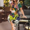 thumbnail image 3 of Balery Colorful Pug Vestidos sueltos de manga corta para mujer, vestidos de verano 2025, vestidos casuales de corte A con vuelo., 3 of 6