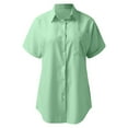 thumbnail image 4 of vigerkar Womens Short Sleeve Shirts V Neck Collared Button Down Shirt Tops with Pockets Light Green, M, 4 of 4