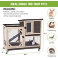 thumbnail image 3 of Aivituvin Rabbit Hutch Indoor Mobile Bunny Cage with Run Wooden 2 Story Guinea Pig Cage Outdoor for Small Animals with Wheels,Two Deeper No Leak Trays(Brown), 3 of 7